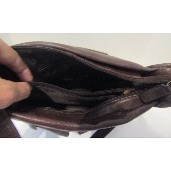 Fossil 1954 Vintage Shoulder Bag Brown Leather Purse Interior Exterior Pockets - Picture 8 of 10